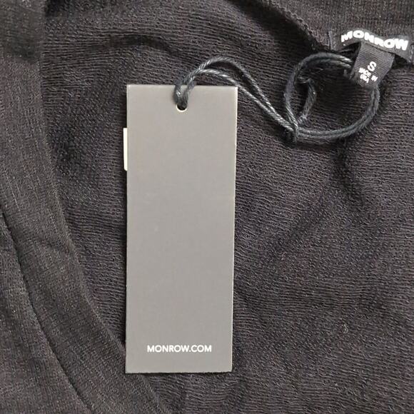 NWT Monrow Black Long Sleeve Ruched V Neck Knit Dress USA Made Revolve Size S - Picture 7 of 11